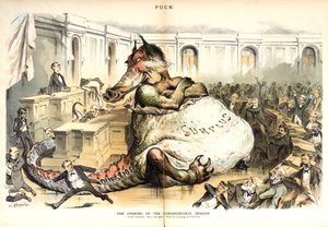 La apertura de la sesión del congreso, 1887 de Joseph Keppler