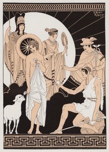 El Juicio de París (litografía en color) de Joseph Kuhn Regnier