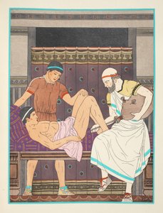 Haciendo una enema, ilustración de 