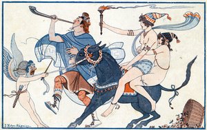 Travesuras en frescos, el carnaval en Pompeya - ilustración de la Vie Parisienne, 1923 de Joseph Kuhn Regnier