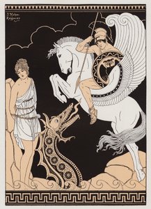 Perseo y Andrómeda (litografía en color) de Joseph Kuhn Regnier