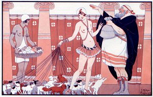 Tres premios femeninos - Premio a la abuelita de una gran familia - ilustración de la Vie Parisienne, 1919 de Joseph Kuhn Regnier
