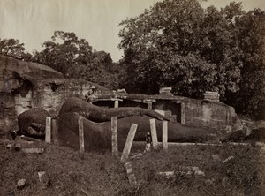 El Paranirvana de Buda, Gal Vihara, Polonnaruva, Ceilán, 1870-1871 de Joseph Lawton