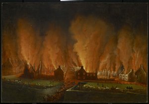 El Incendio en el Barrio Saint-Jean, Visto Hacia el Oeste de Joseph Légaré