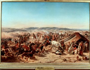 Conquista de Argelia (1830-1847): Captura de la Smalah de Abd el Kader por el Duque de Aumale en Taguin de Joseph Louis Hippolyte Bellange