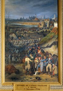 Guerras revolucionarias: "Entrada del ejército francés comandado por el General Dumouriez en Mons, el día después de la Batalla de Jemmapes, 7 de noviembre" de Joseph Louis Hippolyte Bellange