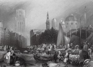 Mercado de pescado, Rotterdam (grabado) de Joseph Mallord William (after) Turner