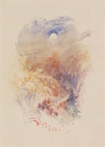 Un puerto de montaña a la luz de la luna, c.1845 (acuarela sobre papel)