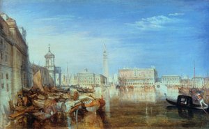 Puente de los Suspiros, Palacio Ducal y Aduana, Venecia: Pintura de Canaletti, 1833 de Joseph Mallord William Turner