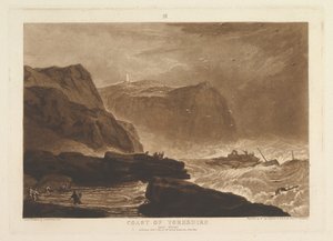 Costa de Yorkshire, cerca de Whitby, Liber Studiorum, parte V, placa 24, 1 de enero de 1811 de Joseph Mallord William Turner