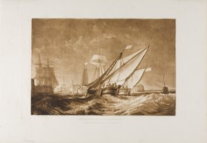 Entrada del puerto de Calais, placa 55 de Liber Studiorum de Joseph Mallord William Turner