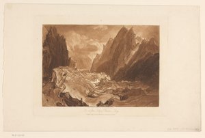 Vista del glaciar Mer-de-Glace en el Mont Blanc Mer de Glace - Valle de Chamouni - Saboya (título sobre objeto) Estudios de paisaje (título de la serie) Liber Studiorum (título de la serie) de Joseph Mallord William Turner