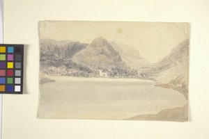 Grassmere Lake And Church (acuarela sobre lápiz sobre papel blanco) de Joseph Mallord William Turner