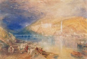 Heidelberg: Puesta de sol, c.1840-42 (acuarela y acuarela sobre papel)