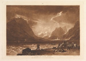 Lago de Thun, Liber Studiorum suizo, parte III, placa 15, 10 de junio de 1808 de Joseph Mallord William Turner
