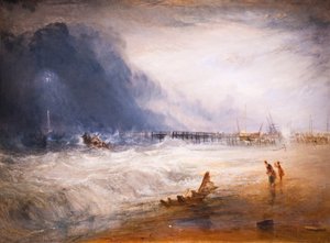 Bote salvavidas y aparato de socorro se dirigen a un buque varado de Joseph Mallord William Turner
