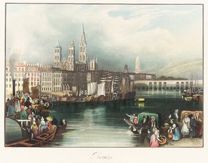 Ruán (Francia). Litografía (33x46,9 cm) de Joseph Mallord William Turner (1775-1851) de Joseph Mallord William Turner