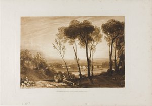 El puente en la distancia media, lámina 13 de Liber Studiorum de Joseph Mallord William Turner