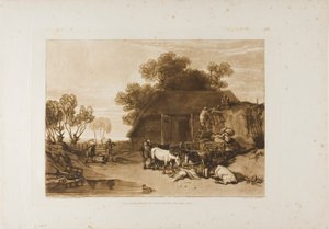El patio de paja, placa 7 de Liber Studiorum de Joseph Mallord William Turner