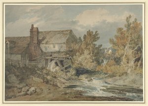 Molino de agua cerca de un arroyo que fluye
Molino de agua cerca de un arroyo de Joseph Mallord William Turner