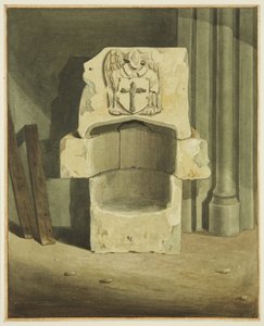 Fuente antigua sacada de la pared sur de la cripta de la Iglesia de St John