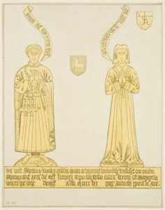 Lámina de Thomas Rowley y su esposa en el pasillo central de la Iglesia de St John