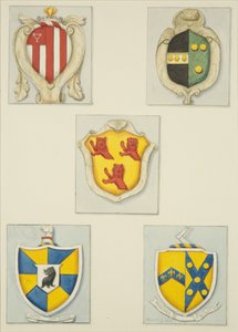 Cinco escudos de armas de monumentos en la Iglesia del Templo
