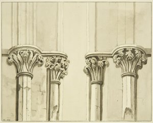 Cuatro capiteles cerca de la puerta de la sacristía de San Marcos de Joseph Manning