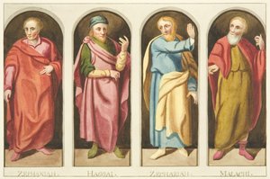 Cuatro profetas menores pintados en el lado oeste de la pantalla que divide la nave del coro de la Catedral de Bristol