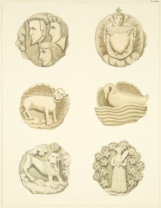 Piedras de bóveda (jefes) en el techo de Redcliffe Church de Joseph Manning