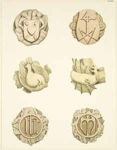 Piedras de bóveda (jefes) en el techo de Redcliffe Church de Joseph Manning