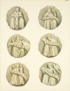 Piedras de bóveda (bosses) en el techo de la Iglesia de Redcliffe de Joseph Manning