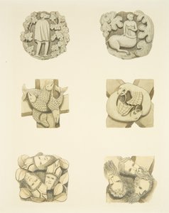 Seis piedras de bóveda en el techo al entrar por la puerta norte de la Catedral de Bristol de Joseph Manning