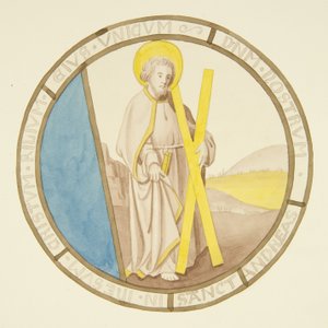 Vidriera en la ventana de la capilla privada del Palacio del Obispo: San Andrés