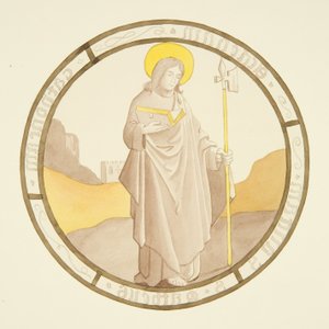 Vidriera en la ventana de la capilla privada del Palacio del Obispo: San Mateo
