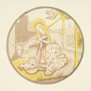 Vitral en la ventana de la capilla privada del Palacio del Obispo: La Natividad de Joseph Manning