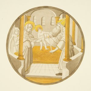 Vitral en la ventana de la capilla privada del Palacio del Obispo: La presentación en el templo de Joseph Manning