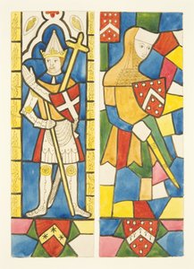 Dos figuras en vitrales del coro en la Catedral de Bristol de Joseph Manning