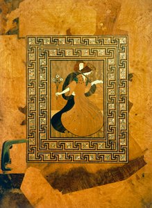 Escena galante, incrustación decorativa en la puerta del salón de música, dibujo de Joseph Maria Olbrich, Viena, Austria de Joseph Maria Olbrich