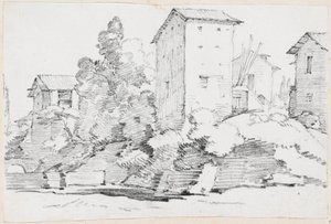 Edificios de Granja Italianos junto a un Arroyo de Joseph Marie Vien
