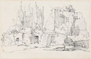 Ruinas romanas con un grupo de cipreses de Joseph Marie Vien