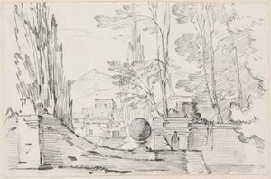 Vista a través del muro de un jardín italiano de Joseph Marie Vien