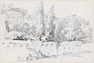 Murallas de Roma con Santa Maria del Popolo en la distancia de Joseph Marie Vien