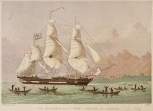 El barco misionero "Duff" llegando a Otaheite 1797