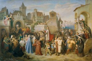 Entrada del duque Leopoldo el Glorioso en Viena después de la Cruzada de 1219 de Joseph Mathias von Trenkwald