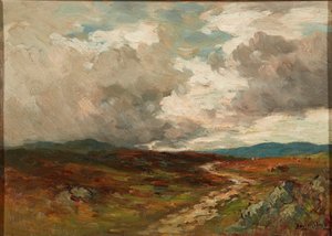 Nubes de tormenta sobre las colinas ( óleo sobre tabla)