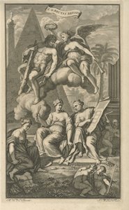 Hércules coronado por Victoria Página de título para: Cornelis de Bruyn, Viajes de Cornelis de Bruyn, a través de las partes más famosas de Asia Menor, 1698