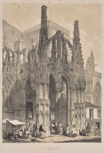 Arquitectura de la Edad Media: Louviers, Normandía, Pórtico Sur de Joseph Nash