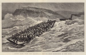 Volviendo a casa desde el Transvaal, tropas británicas reembarcando en el puerto de Natal