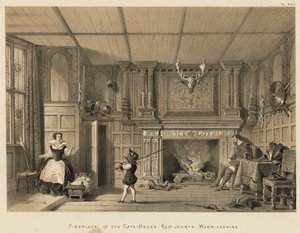 Chimenea en la Casa de la Puerta, Kenilworth, Warwickshire